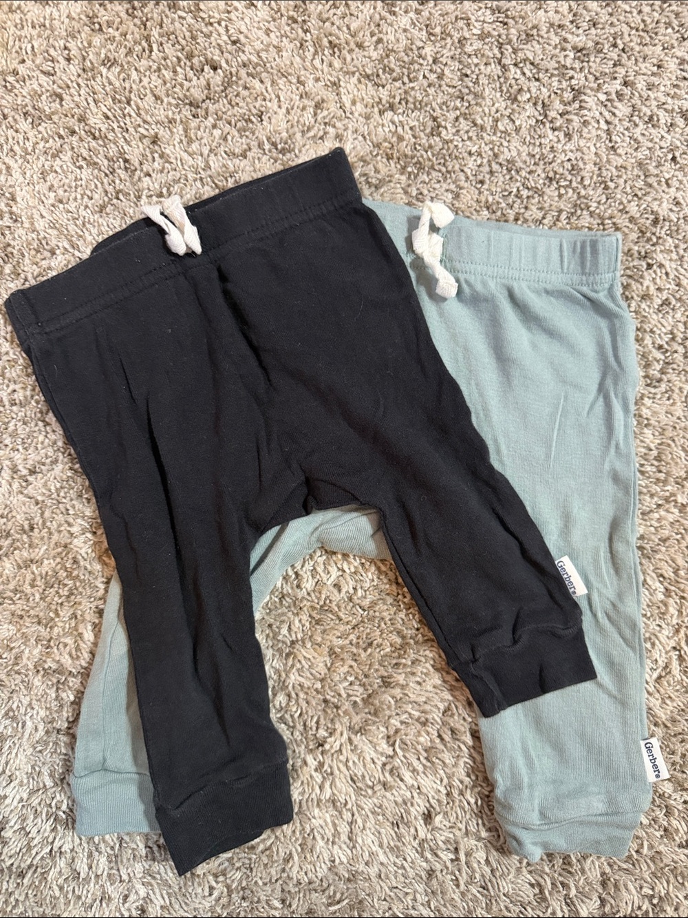 Gerber Baby Joggers - Black & Sage Green 2-Pack- Sizes - 3/6 and 6/9 month